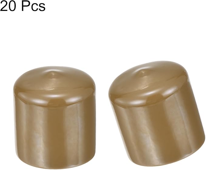 uxcell 20pcs Rubber End Caps 42mm(1 5/8") ID Vinyl PVC Round Tube Bolt Cap Cover Screw Thread Protectors Light Brown