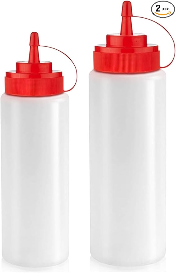 Norcalway 12 oz and 16 oz - 2 Pack | Condiment Squeeze Bottles – Plastic Squirt Bottles for Sauce, Ketchup, Dressing, Oil & More – Easy Pour, Refill & Clean – Kitchen Condiment Dispensers