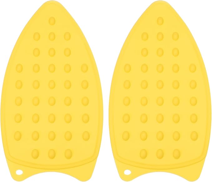 PATIKIL Silicone Iron Rest Pad, 2 Pcs Multipurpose Hot Heat Resistant Iron Rest Plate Protective Pad for Ironing Board Hot Resistant Steamer Steam Compact Mat, Yellow