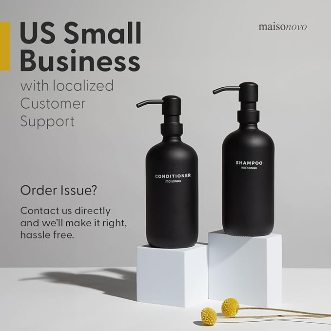 MaisoNovo Soap Dispenser 3-Piece Set | 16.9oz White Bottles with Gold Stainless Steel Pumps