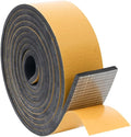 High Density Foam Weather Stripping Door Seal Strip Insulation Tape Roll for Insulating Door Frame, Window, Air Conditioner | Self Adhesive Sealing Weatherstrip (2 in x 1/16 in x 10 Ft, Black)