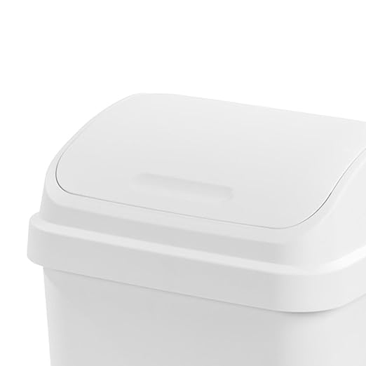 Sterilite 8 Pack Kitchen Garbage Trash Can with Plastic Swing Top, 13 Gal, White