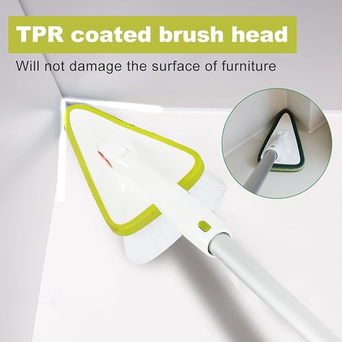 CQT 2 in 1 Bathroom Cleaning Brush with 48" Extendable Long Handle Detachable Scrub Brush with 2 Scrubber Heads and 2 Scouring Pad Head for Cleaning Bathtub Shower Bathroom Wall Bathtub Floor