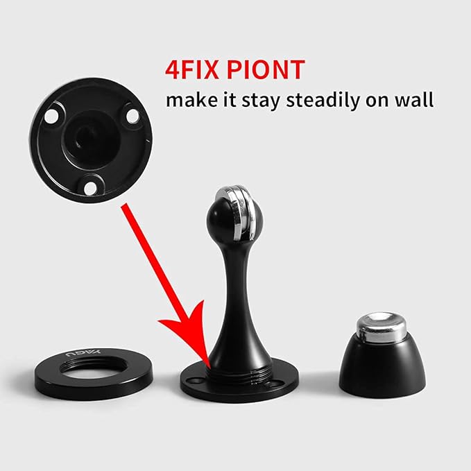 YAGU Door Stopper 6 Pack Magnetic Door Stops, Zinc Alloy Matte Black Door Catch Door Holder Wall Floor Mounted, Metal Soft-Catch