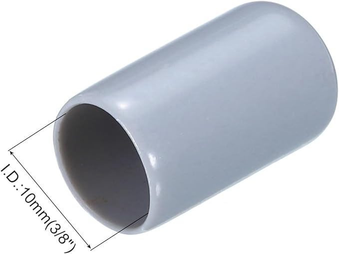 uxcell 20pcs Rubber End Caps 10mm(3/8") ID Vinyl PVC Round Tube Bolt Cap Cover Screw Thread Protectors Grey