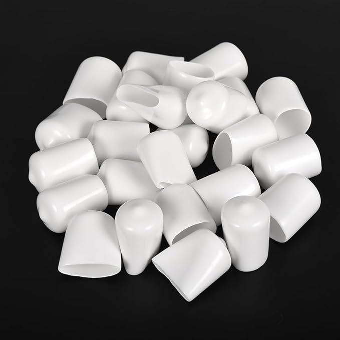 uxcell 20pcs Rubber End Caps 15mm ID Vinyl Round End Cap Cover Screw Thread Protectors White