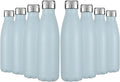 HASLE OUTFITTERS 17oz Stainless Steel Water Bottles Bulk, Vacuum Insulated Water Bottles Double Walled Reusable Metal Sports Water Bottles Keep Drinks Hot and Cold, Light Blue, 8Packs