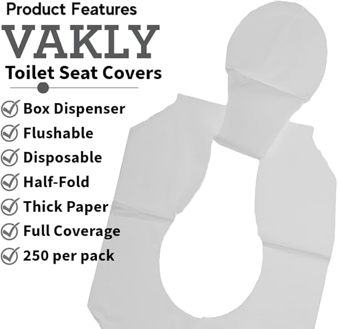 1000 Paper Toilet Seat Covers - Thick Flushable Half-Fold Paper Disposable Toilet Seat Dispensers Cover Liners for Travel & Public Restroom Toilet Bowls (1000)