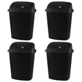 Bringer 10 Gallon Tall Kitchen Trash Can, Set of 4 Black Plastic Garbage Can with Swing Lid