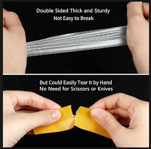 3Pack Double Sided Tape Heavy Duty, 3.2in x 33FT (99FT Total), Universal High Tack Strong Wall Adhesive with Fiberglass Mesh, Super Sticky Resistente Clear Tape, Easy Use Mounting Tape