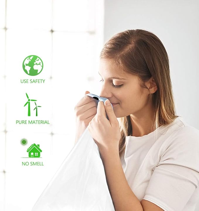 Teivio 2 Gallon 140pcs Strong Drawstring Trash Bags Garbage Bags, Bathroom Trash Can Bin Liners, Small Plastic Bags for Office Kitchen Home, White