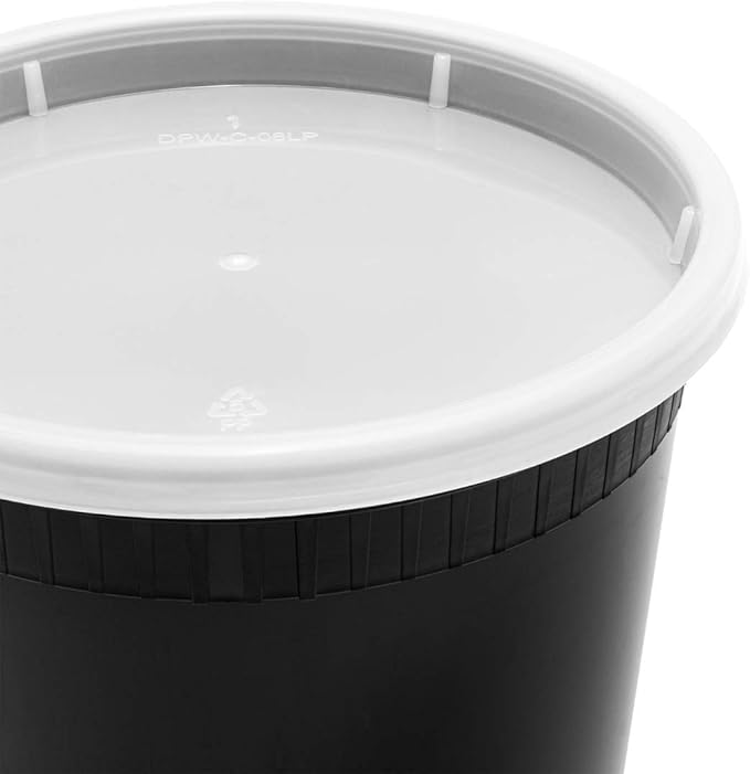 Karat [32oz - 240 ct Black PP Injection Molded Round Deli Containers with Lids (FP-IMDC32-PPB)