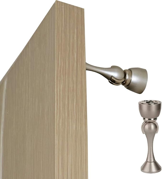 Magnetic Door Stop, Stainless Steel, Magnetic Door Catch, Door Holder, Door Stops, Wall Mounted, Floor Mounted, Door Banging Prevention (Small x 2pack, Satin Nickel)