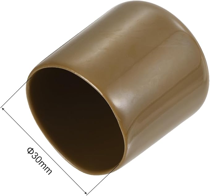 uxcell 20pcs Rubber End Caps 30mm(1 3/16") ID Vinyl PVC Round Tube Bolt Cap Cover Screw Thread Protectors Light Brown