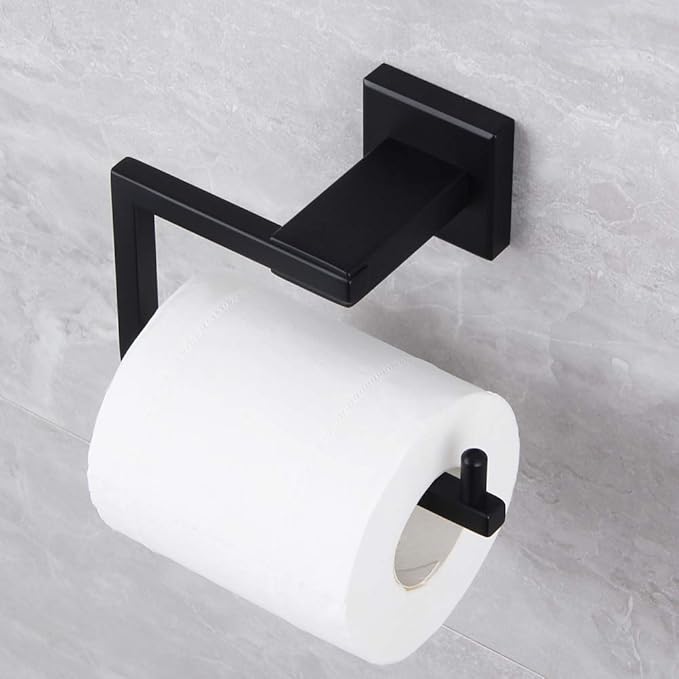 Matte Black Toilet Paper Holder SUS 304 Stainless Steel Wall Mounted Toilet Tissue Roll Holder for Bathroom