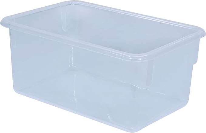 Wood Designs Cubby Storage Bin, Heavy Duty Plastic Containers for Kids Translucent Clear Cubby Tray Set of 20