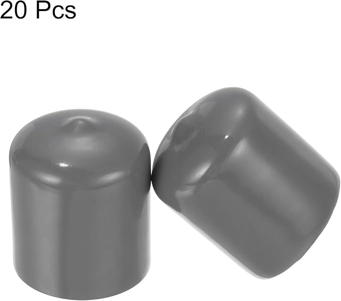 uxcell 20pcs Rubber End Caps 23mm ID Vinyl PVC Round Tube Bolt Cap Cover Screw Thread Protectors Dark Grey