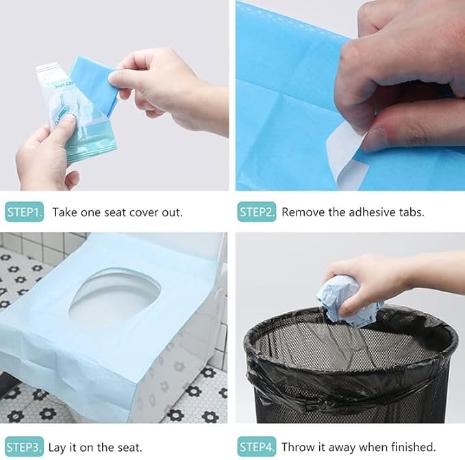 Disposable Waterproof Toilet Seat Covers (10-Pack) – Individually Wrapped XL Portable Potty Liners for Travel, Kids & Adults – Non-Flushable Hygienic Public Restroom Protector, Universal Fit