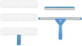 Window Squeegee Washing Kit for Shower Glass Door, Mirror and Window Cleaning, Extra 14'' Wide Squeegee and 2 Microfiber Scrubbers Included (Extension Pole not Included)