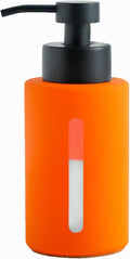 Enra Fall Glass Soap Dispenser with Window,12oz Orange Bathroom Soap Dispenser with Stainless Steel Lotion Pump,Hand Liquid Soap Dispenser Countertop for Bathroom Kitchen(Orange/Liquid Type)