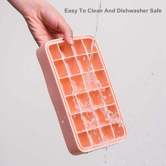 Bangp Premium Ice Cube Trays 2 Pack,Easy-Release Silicone Ice Cube Tray,24 Ice Cube Trays for Freezer With Lid,Ice Trays for Freezer, Stackable & BPA Free,for Chilled Food,Whiskey,Cocktail,Drinks