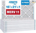Aerostar 16 3/8x21 1/2x1 MERV 11 Pleated Air Filter, AC Furnace Air Filter, 12 Pack (Actual Size: 16 1/2" x 21 1/2" x 3/4")