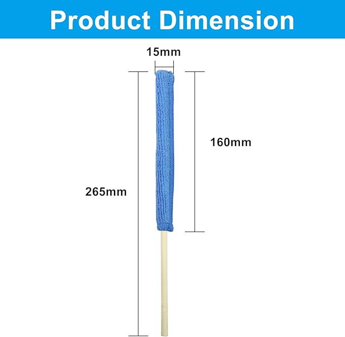 12 Pack Microfiber Detail Duster Sticks, Mini Dusters for Cleaning, Fan Cleaning Brush, Blinds Cleaner Tool, Crevice Cleaning Tool for Home/Car Window Blind