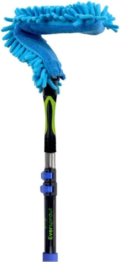 EVERSPROUT Flexible Microfiber Ceiling & Fan Duster | Bendable to Clean Any Fan Blade | Removable & Washable Brush Head | 17" Ceiling Duster + 12' Pole