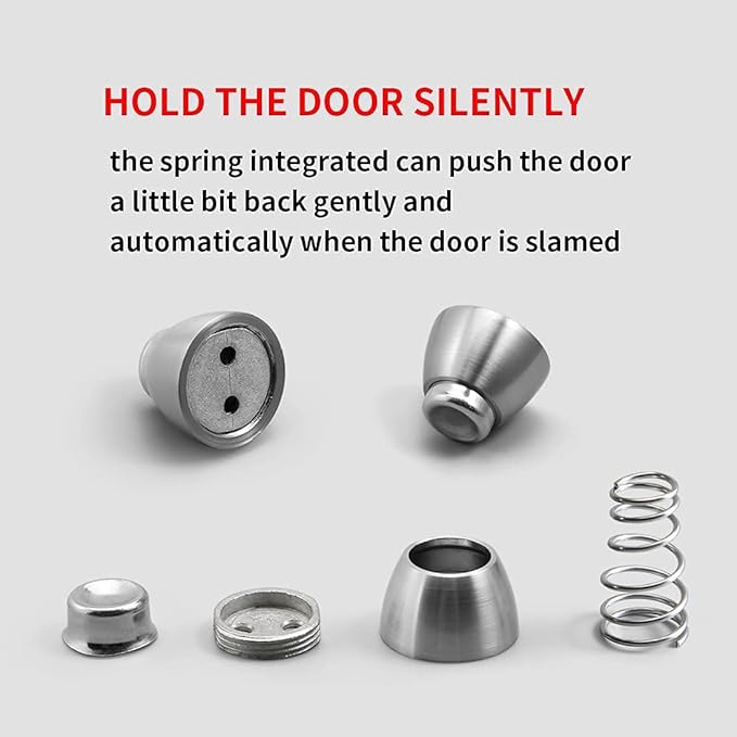 YAGU 1 Pack Silver Magnetic Door Stoppers Catch, Zinc Alloy Brushed Nickel Door Stops Holder Wall Floor Mounted, Magnet Metal Soft-Catch