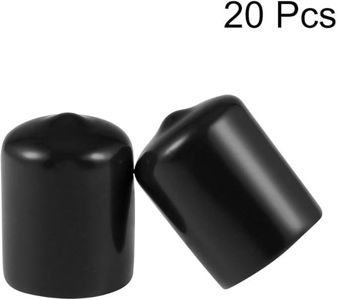 uxcell 20pcs Rubber End Caps 20mm ID Vinyl Round Tube Bolt Cap Cover Thread Protectors Black