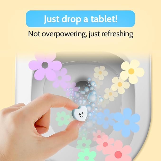 Effervescent Bathroom Air Freshener - Fresh Minty Lemon - Toilet Deodorizer, Bathroom Odor Eliminator, Toilet Freshener, Flushable Air Freshener Toilet Tablets, 1 Pack (30 Tablets)