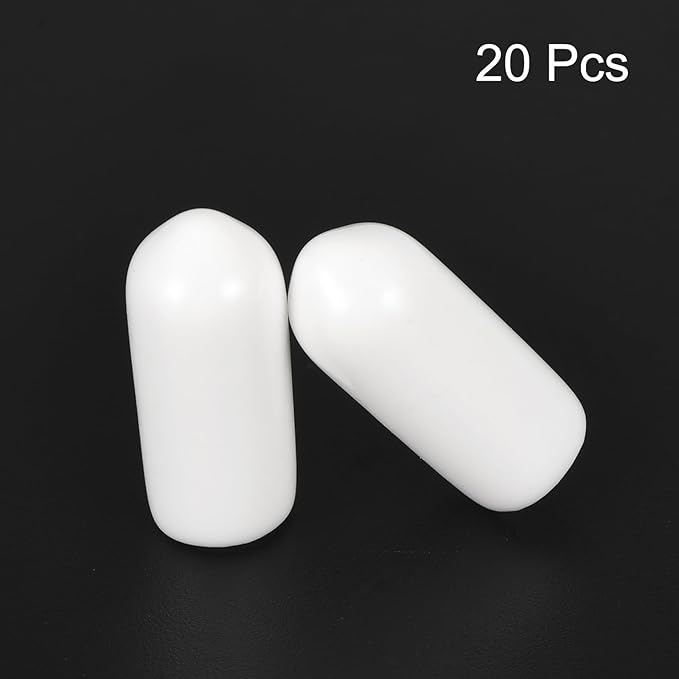 uxcell 20pcs Rubber End Caps 6mm ID Vinyl Round End Cap Cover Screw Thread Protectors White