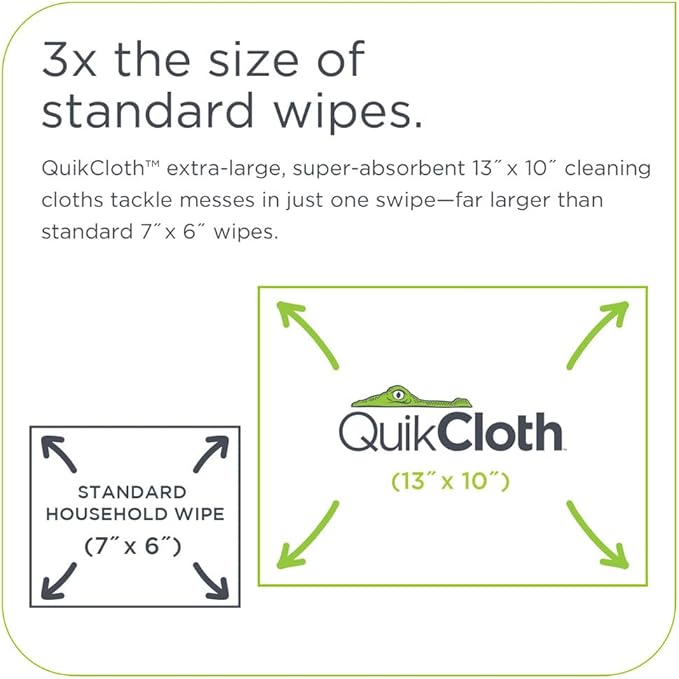 Quikcloth® Tough Messes – Plant-Based, Gentle, Plastic-Free Cleaning Wipes for Home & Kitchen - Safe on Hands and Surfaces