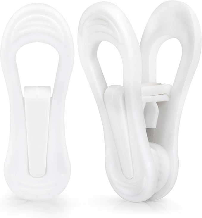 Tinfol White Plastic Hanger Clips, 24 Pack Hanger Clips- Strong Pinch Grip Finger Clips for Plastic Clothes Hangers, Multi-Purpose Hangers Clips