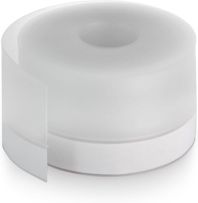 Silicone Weather Stripping Door Seal Strip, 16.4 Feet Self Adhesive Sealing Sticker Sealing Tape for Door Draft Stopper Adhesive for Doors Windows Shower Glass Gaps (Transparent, Width 45mm)