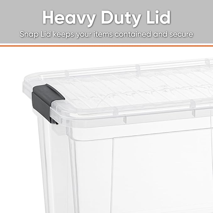 Superio Clear Storage Bins with Lids, Stackable Deep Storage Boxes with Latches and Handles, Extra Small, 4 Pack, Deep Containers for Home, Garage, and Kitchen