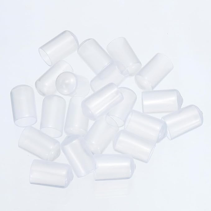 uxcell 20pcs Rubber End Caps 12mm(1/2") ID Vinyl PVC Round Tube Bolt Cap Cover Screw Thread Protectors Clear
