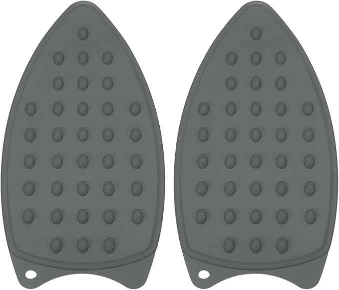PATIKIL Silicone Iron Rest Pad, 2 Pcs Multipurpose Hot Heat Resistant Iron Rest Plate Protective Pad for Ironing Board Hot Resistant Steamer Steam Compact Mat, Gray