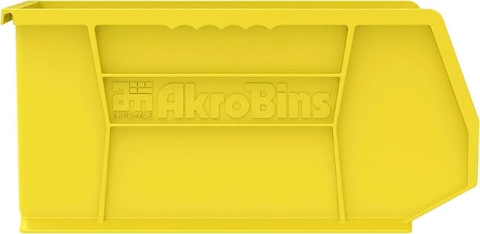 Akro-Mils 30240 AkroBins Plastic Storage Bins, Space-Saving Stackable Bins for Garage, Pantry, Craft Organization, 15" x 8" x 7", Yellow, 12-Pack