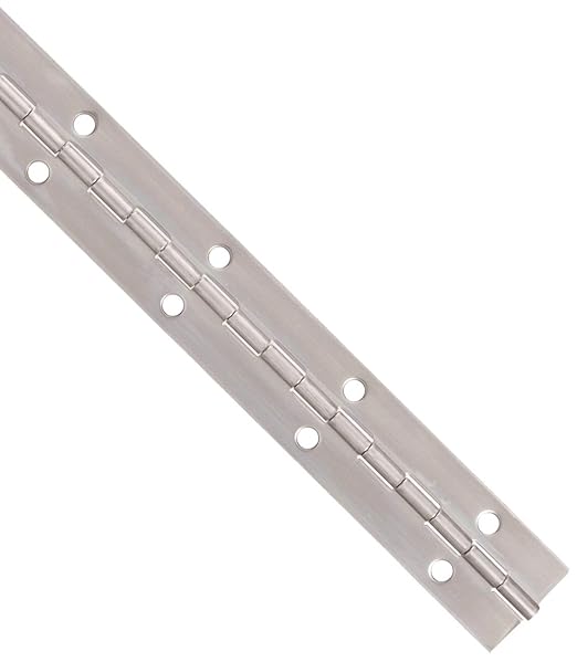 Stainless Steel Continuous Hinge with Hole, Bright Annealed Finish (1 Foot, 1-1/16 Inches)