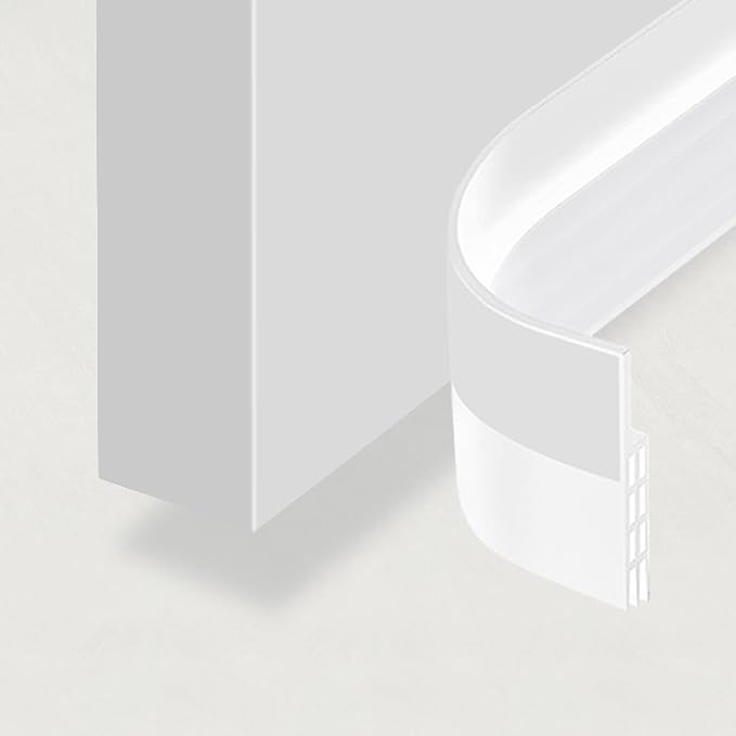 Adhesive Backed Door Draft Stopper – Silicone Under Door Sweep for Interior & Exterior Doors, Noise & Air Insulation, Self Stick Weather Stripping Door Seal, 2" W x 39" L (White) by Randall Mfg