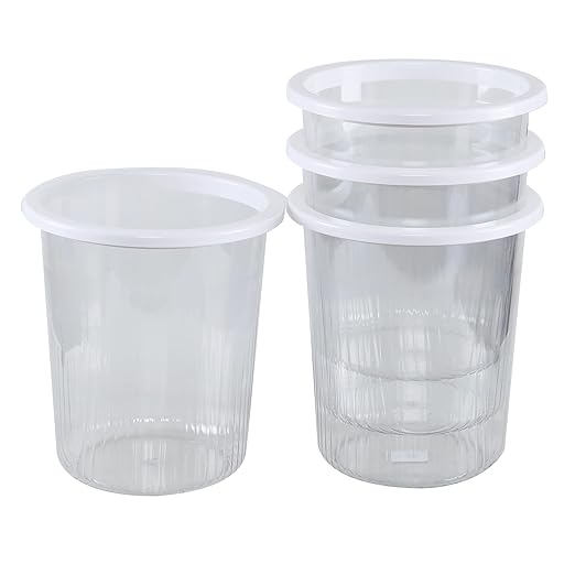 4-Pack Waste Basket Plastic, Small Plastic Garbage Can, Clear, 4 Gallon