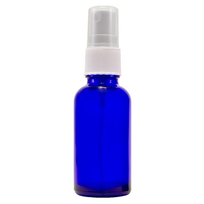 1 oz Cobalt Blue Boston Round Glass Bottle with Fine Mist sprayer 12/bx