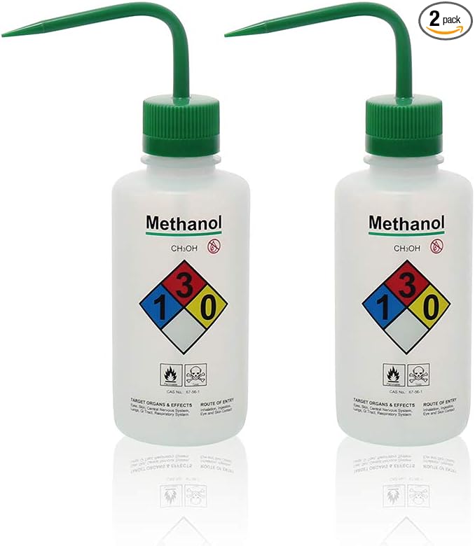 2pcs of Safety Wash Bottles, Vol.500ml 17oz, Methanol Wash Bottle, LDPE Material, LVM002