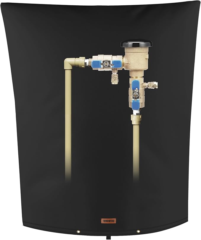 Backflow Preventer Pipe Insulation Cover (5°F) - Irrigation Sprinkler Valve Insulated Pouch - Water Well Pump Cover - Sturdy 5 Layers for Winter Freeze Protection, 20" W x 26" H, Black