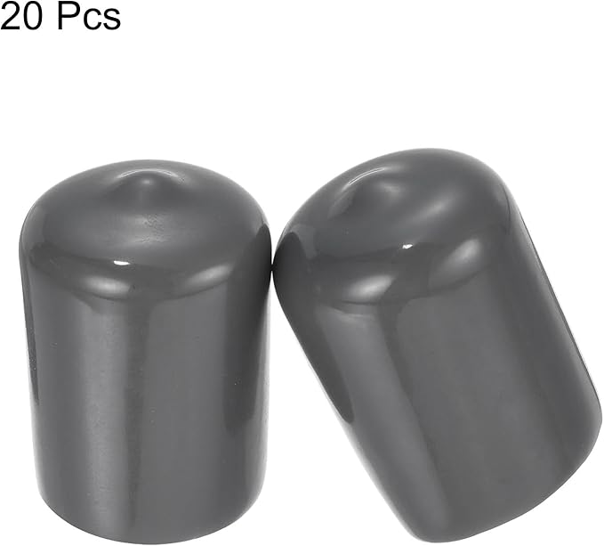 uxcell 20pcs Rubber End Caps 19mm(3/4") ID Vinyl PVC Round Tube Bolt Cap Cover Screw Thread Protectors Dark Grey