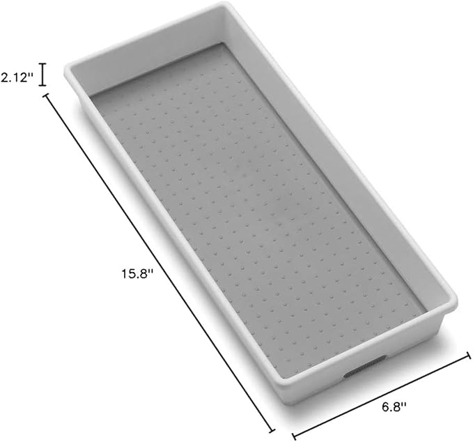 Madesmart Organizer Bin Non-Skid Feet 15.5" X 6.6" X 2.1" Plastic White With Gray