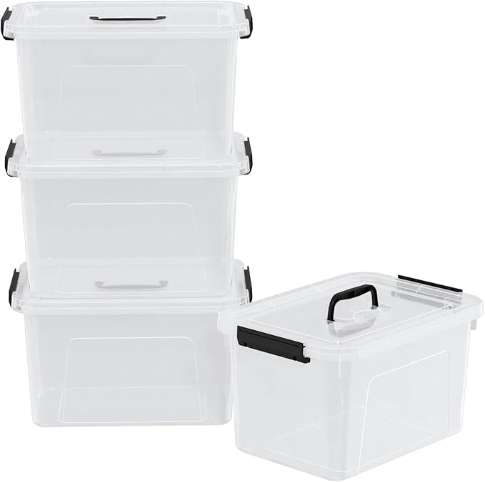 18 Quart Plastic Storage Bins with Lid, 4 Packs Clear Latching Storage Box