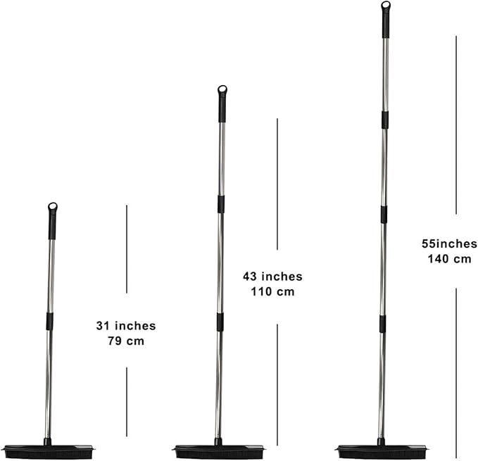 Pet Hair Rubber Broom Floor Brush for Carpet Dog Hair Remover with Built in Squeegee Silicone Broom Suitable for All Surface