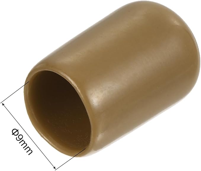 uxcell 20pcs Rubber End Caps 9mm(3/8") ID Vinyl PVC Round Tube Bolt Cap Cover Screw Thread Protectors Light Brown